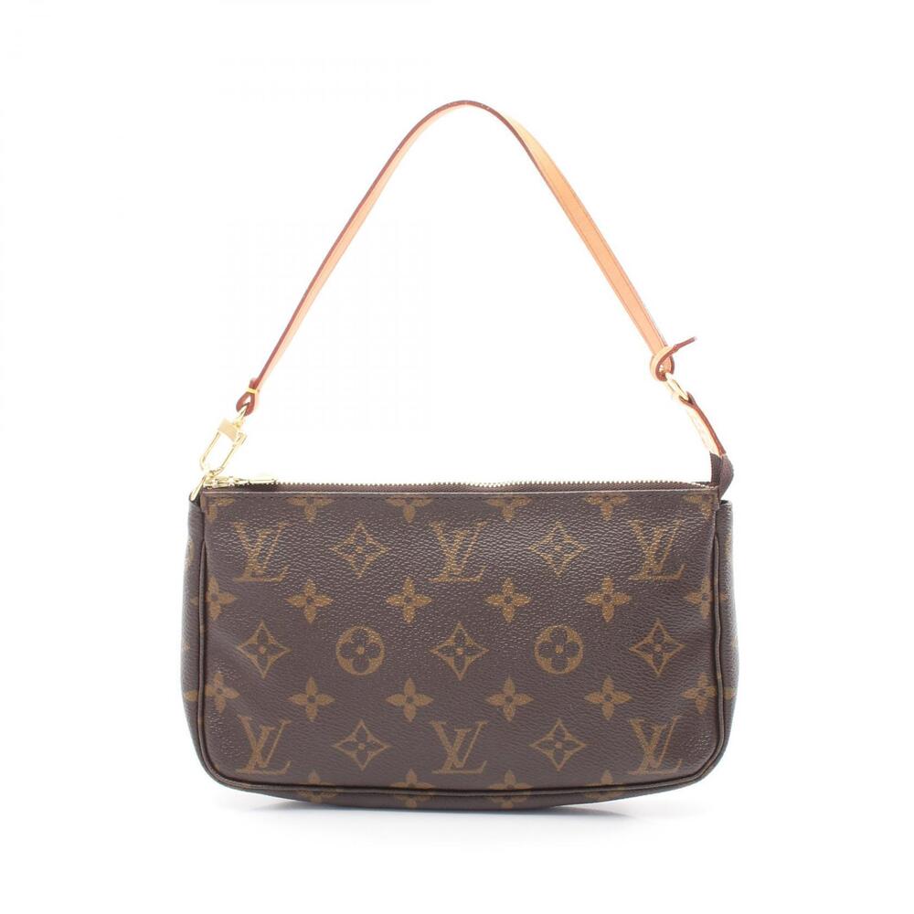 Louis Vuitton Pochette Accessoires Handbag Canvas Leather Monogram Brown